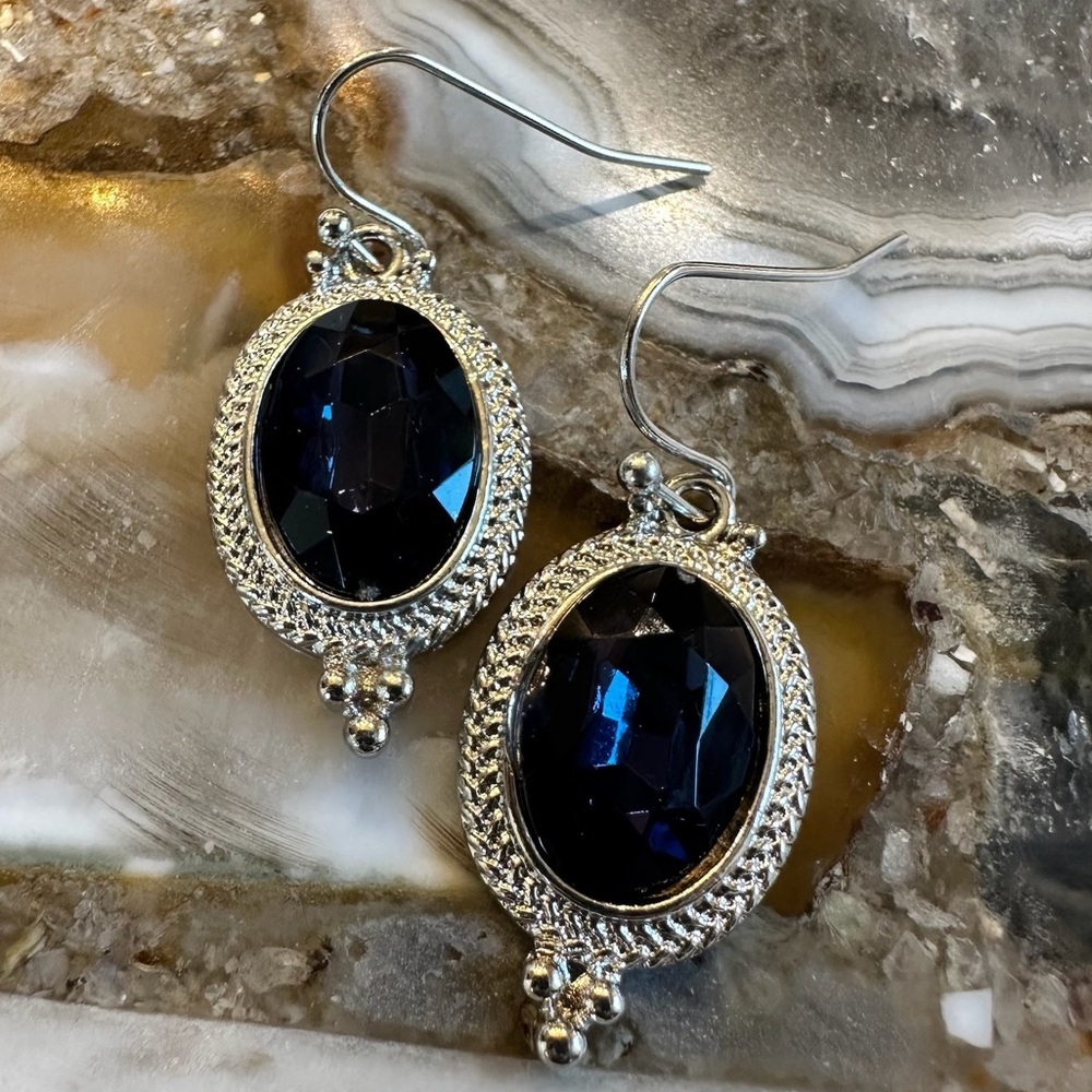 3043 Stunning Silver and Deep Blue Earrings